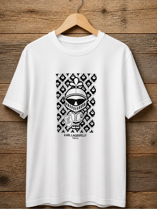 Karl Lagerfeld Tops - Karl Lagerfeld Paris White Graphic unisex T-Shirt XL. Karl the Knight.
